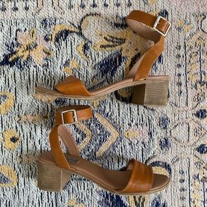 Steve Madden Brown Leather Block Heel Sandals Size 8.5